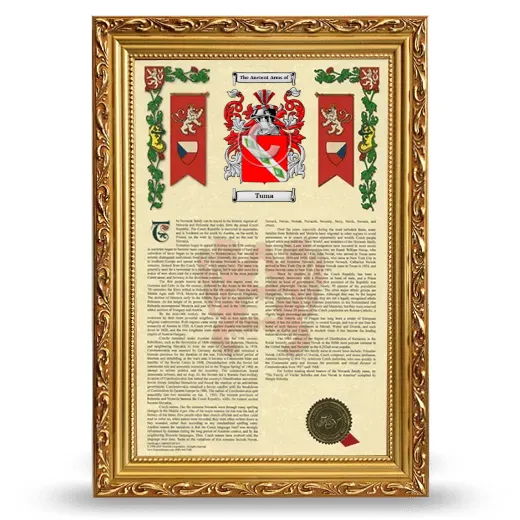 Tuma Armorial History Framed - Gold