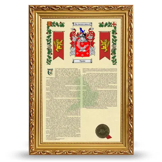 Tynte Armorial History Framed - Gold