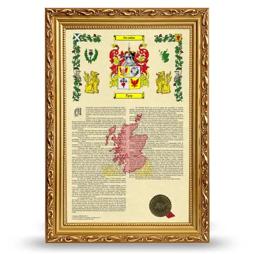Tyry Armorial History Framed - Gold