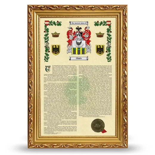 Ulrich Armorial History Framed - Gold