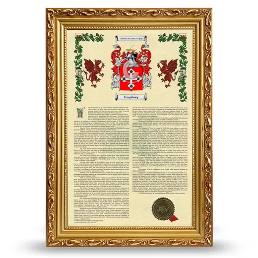 Umphrey Armorial History Framed - Gold