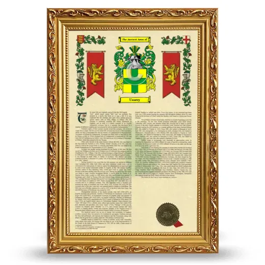 Ussery Armorial History Framed - Gold