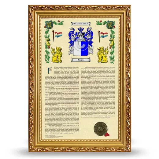 Vager Armorial History Framed - Gold