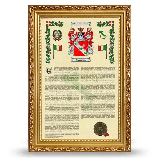 Valentino Armorial History Framed - Gold