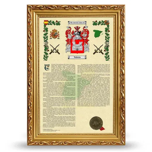 Valerio Armorial History Framed - Gold