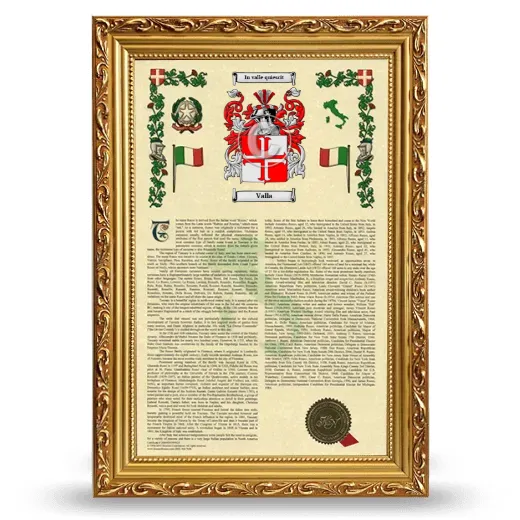Valla Armorial History Framed - Gold