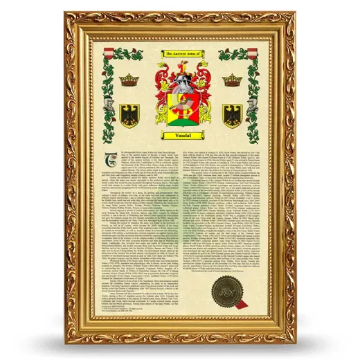 Vandal Armorial History Framed - Gold