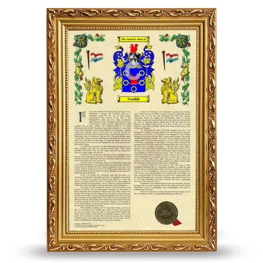 Vandijk Armorial History Framed - Gold