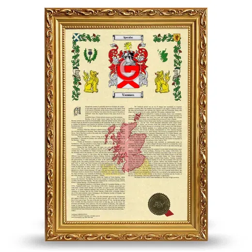 Vannan Armorial History Framed - Gold