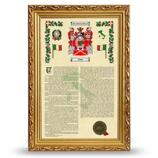 Vanz Armorial History Framed - Gold