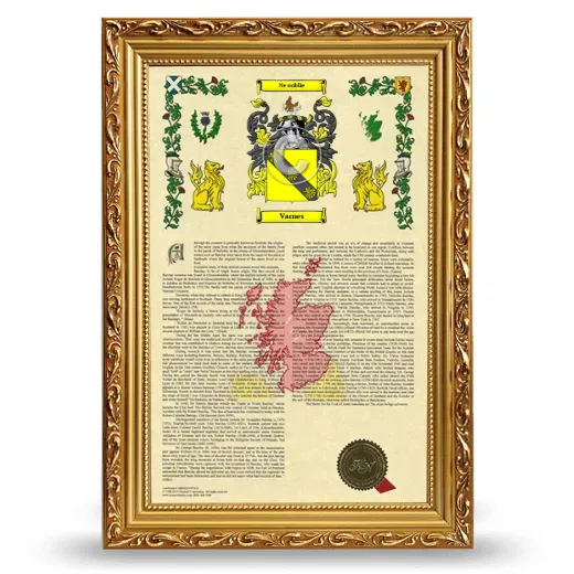 Varnes Armorial History Framed - Gold