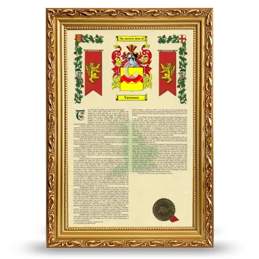 Vavasour Armorial History Framed - Gold