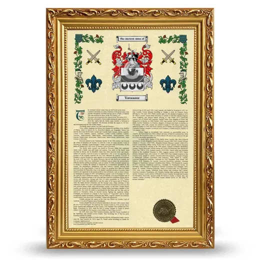 Vavasour Armorial History Framed - Gold