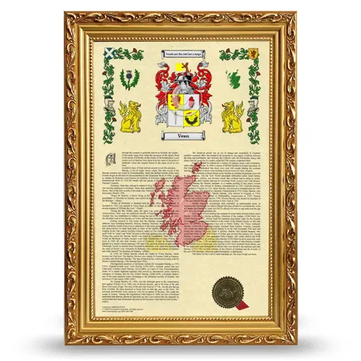 Vean Armorial History Framed - Gold