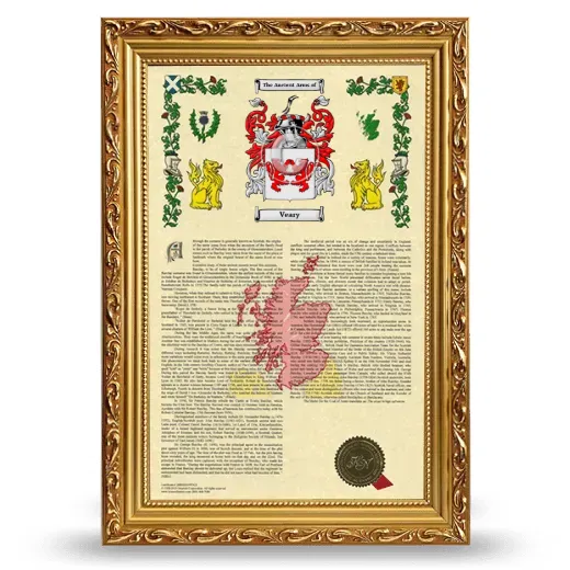 Veary Armorial History Framed - Gold
