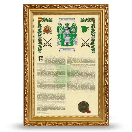 Velazquez Armorial History Framed - Gold