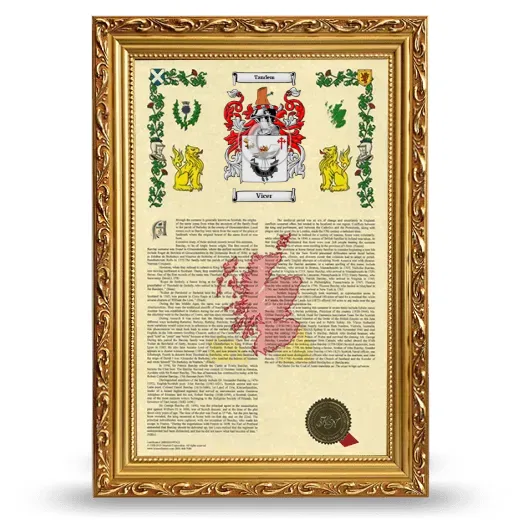 Vicer Armorial History Framed - Gold