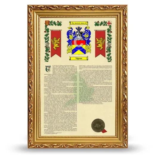 Vigeon Armorial History Framed - Gold