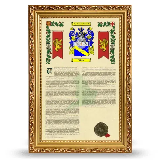 Vinor Armorial History Framed - Gold