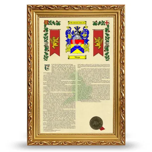 Vivyn Armorial History Framed - Gold