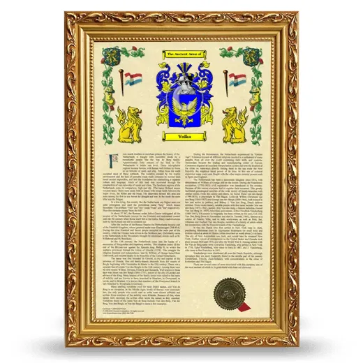 Volka Armorial History Framed - Gold