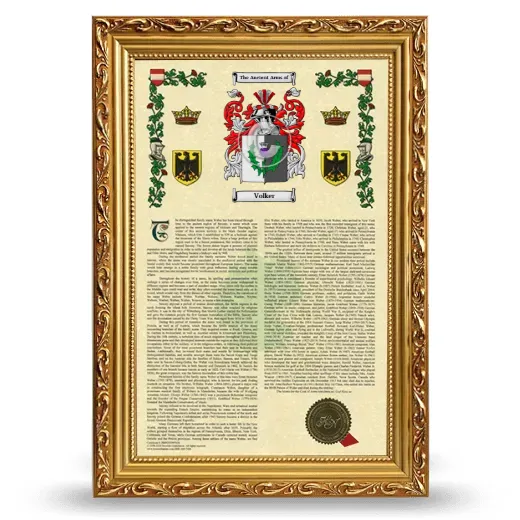 Volker Armorial History Framed - Gold