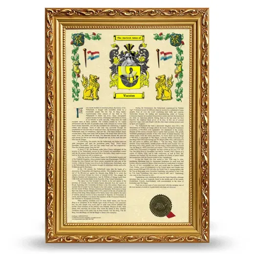 Vorster Armorial History Framed - Gold