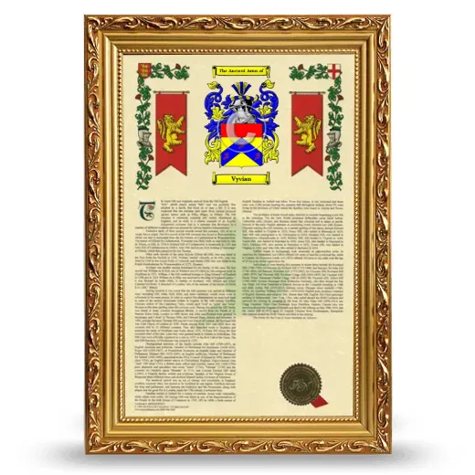 Vyvian Armorial History Framed - Gold