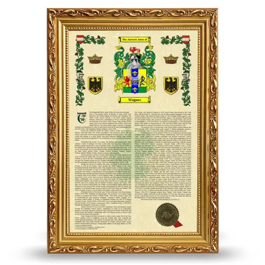 Wagner Armorial History Framed - Gold