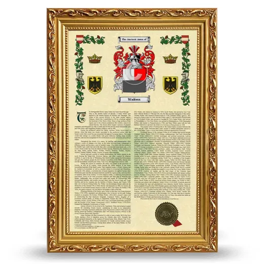 Waiters Armorial History Framed - Gold