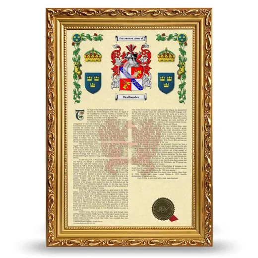 Wallander Armorial History Framed - Gold