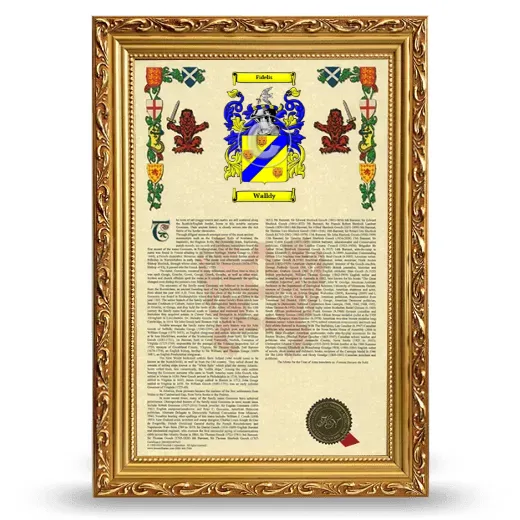 Walldy Armorial History Framed - Gold