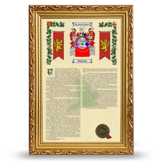 Walmsley Armorial History Framed - Gold