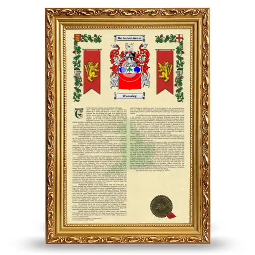 Wamsley Armorial History Framed - Gold