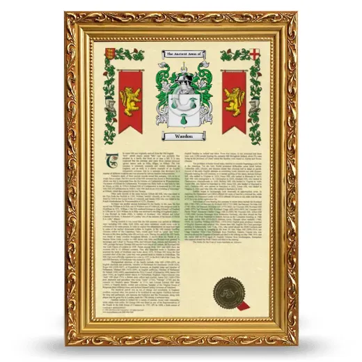 Wardon Armorial History Framed - Gold