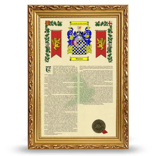Warren Armorial History Framed - Gold
