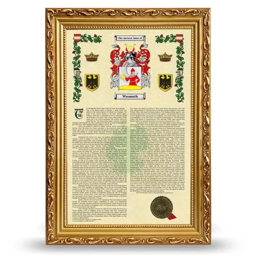 Wasmuth Armorial History Framed - Gold