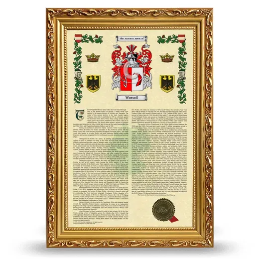 Wassail Armorial History Framed - Gold
