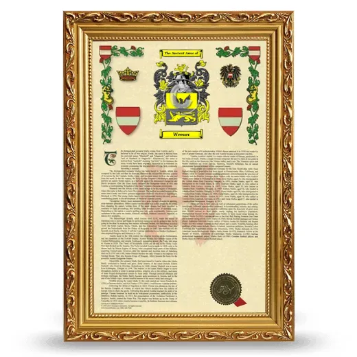 Weener Armorial History Framed - Gold