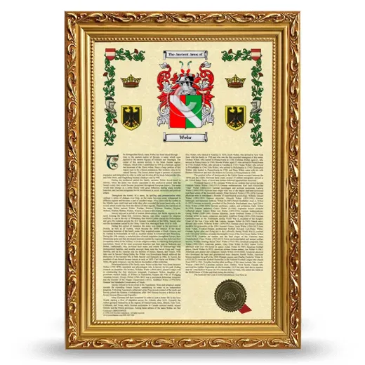 Wehr Armorial History Framed - Gold