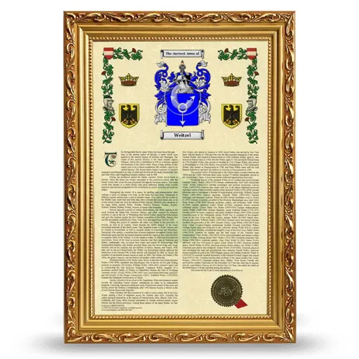Weitzel Armorial History Framed - Gold