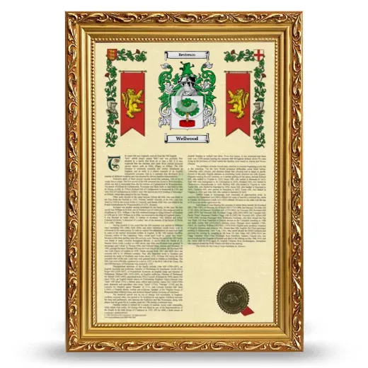 Wellwood Armorial History Framed - Gold