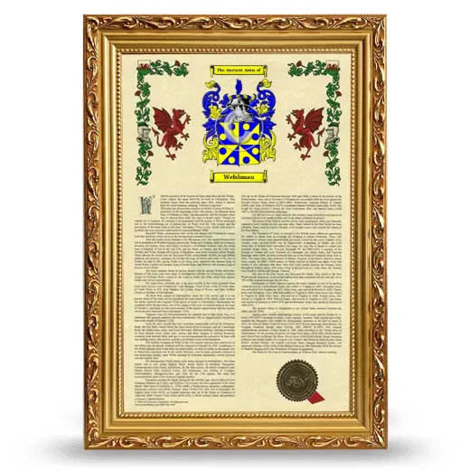 Welshman Armorial History Framed - Gold