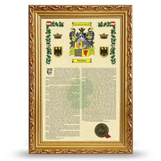 Werthern Armorial History Framed - Gold