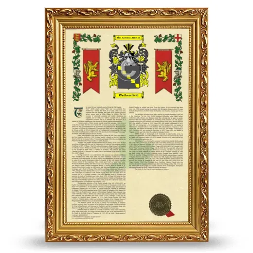 Wethersfield Armorial History Framed - Gold