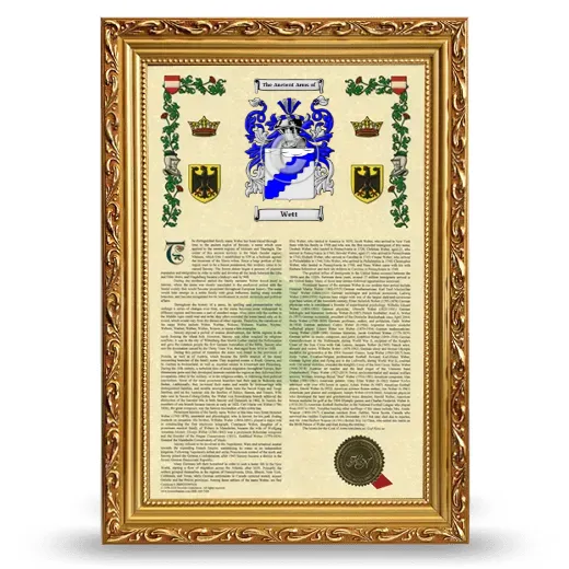 Wett Armorial History Framed - Gold
