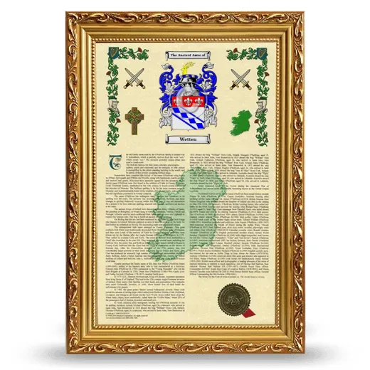 Wetten Armorial History Framed - Gold