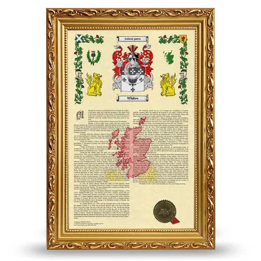 Whites Armorial History Framed - Gold
