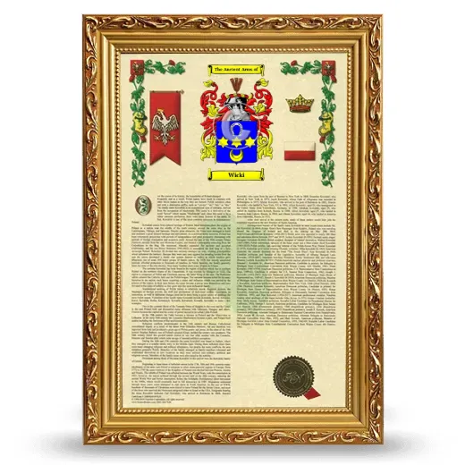 Wicki Armorial History Framed - Gold