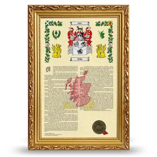 Wilie Armorial History Framed - Gold